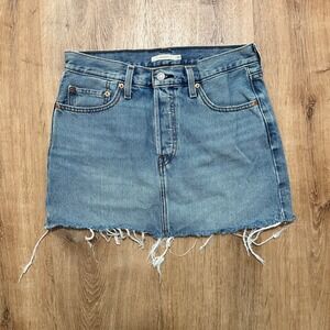 LEVI'S | Blue Denim‎ Icon Frayed Hem Cutoff Mini Skirt